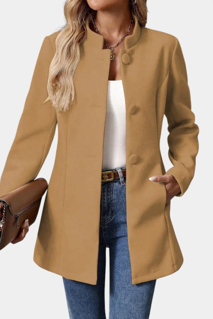 Lyana Long Sleeve Coat with High Collar
