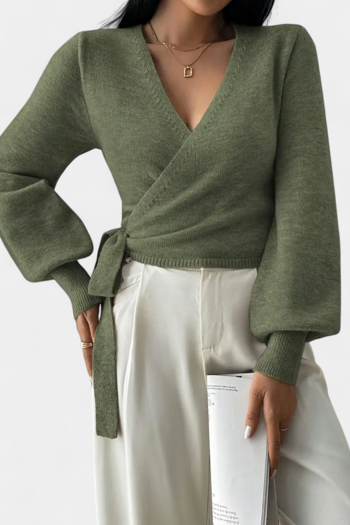 Persephone V-Neck Cross-Back Top with Short Sleeves