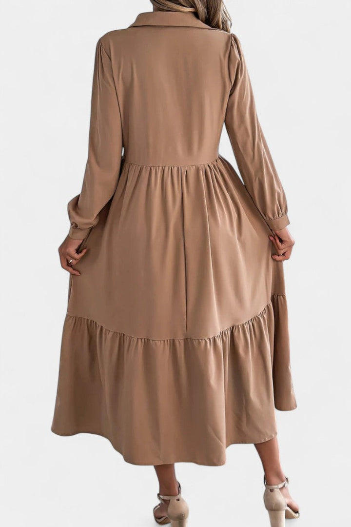 Long Sleeve Tiered Shirt Dress by Jessica Long