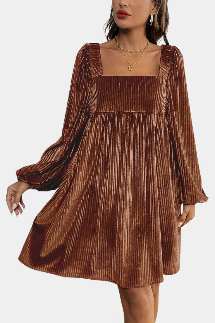 Pleated Velvet Midi Dress by Adrenia