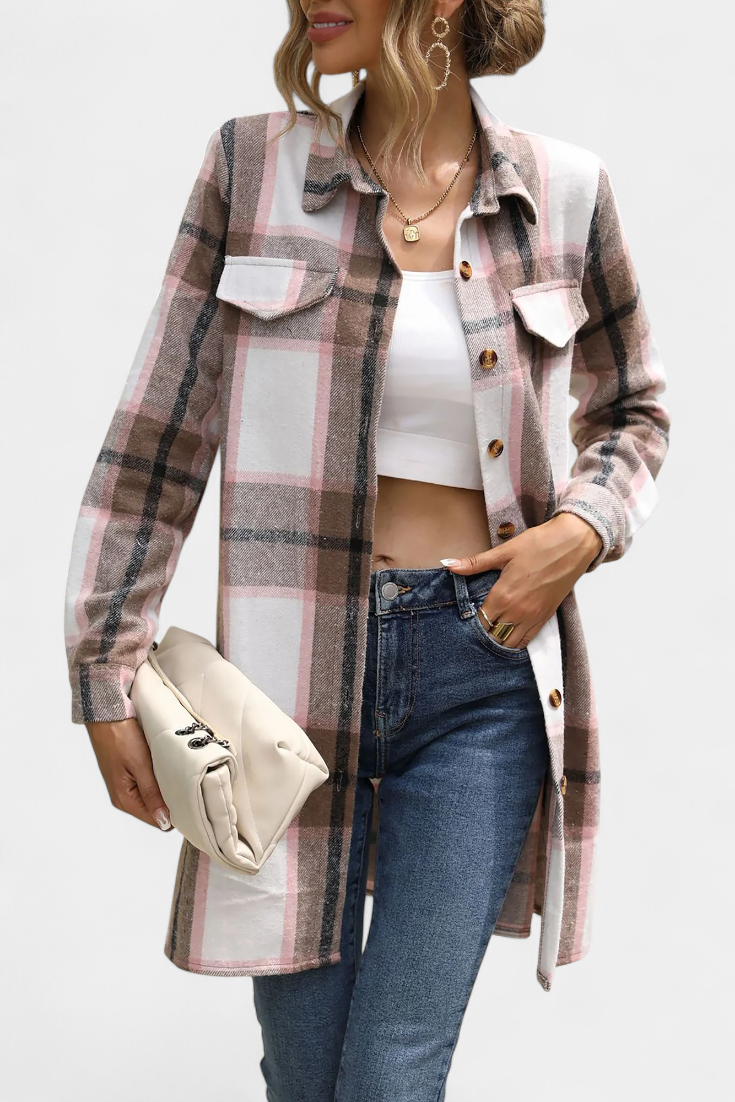 Masia Adjustable Belt Mini Check Shirt Dress