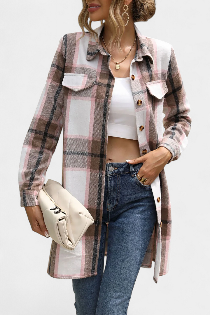 Masia Adjustable Belt Mini Check Shirt Dress