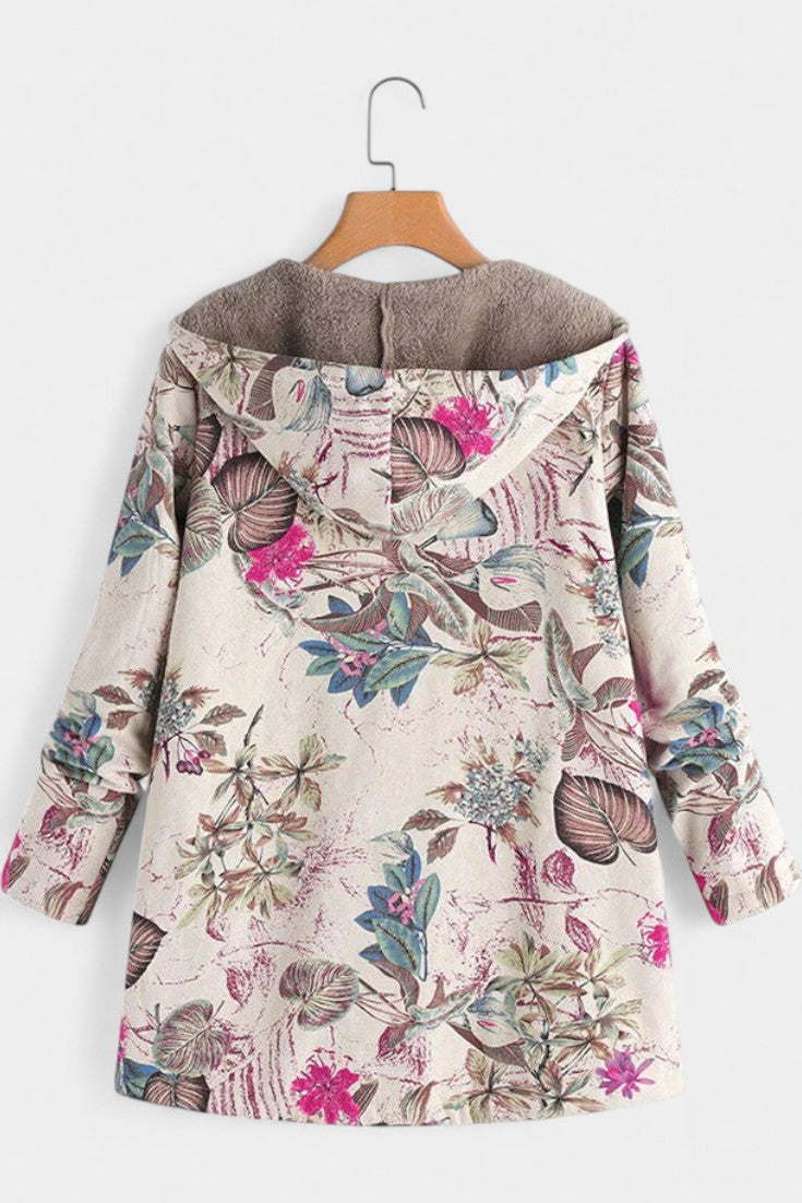 Winter Hooded Coat with April Floral Print