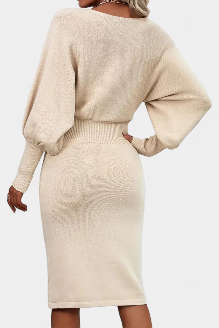 Abélise Long Sleeve Fitted Midi Sweater Dress