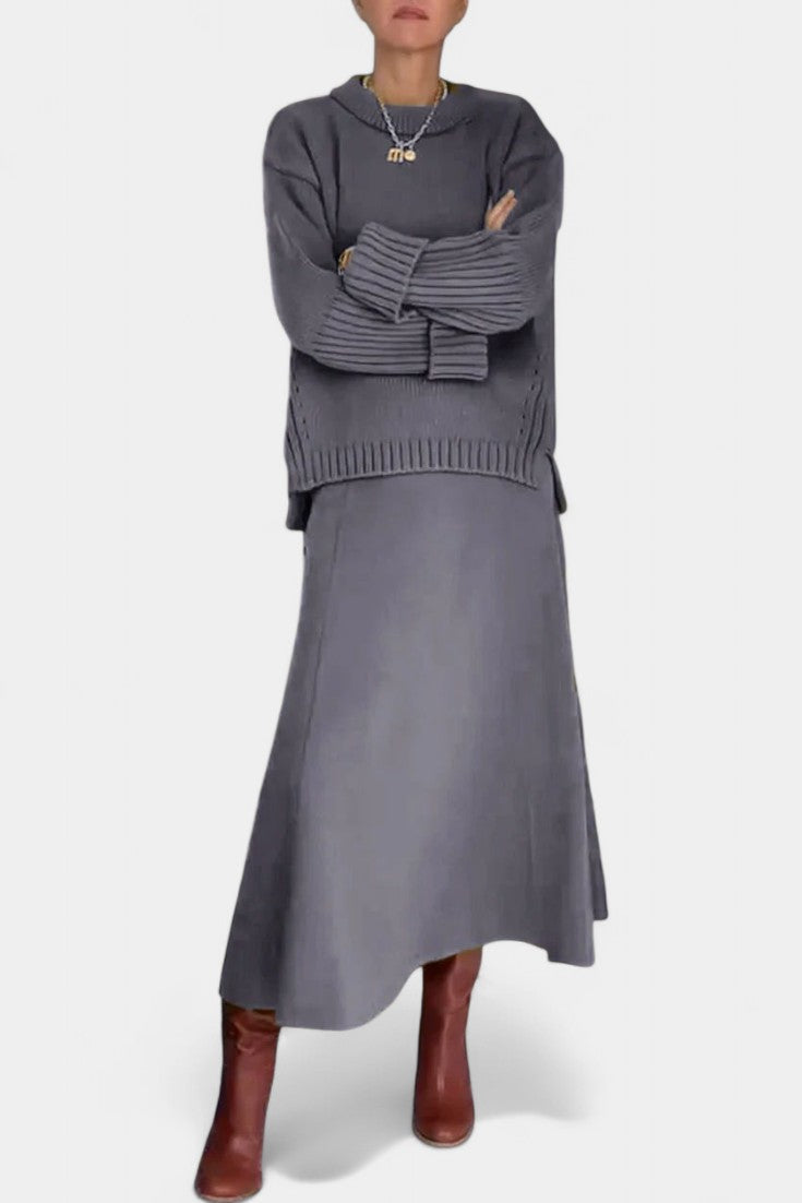 Patricia High Neck Sweater and Ribbed Maxi Skirt Set