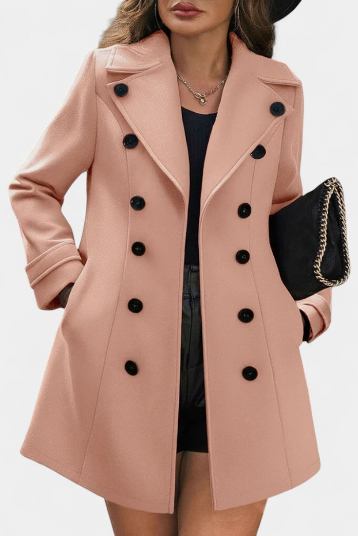 Maïlys Notched Collar Open Coat with Decorative Buttons