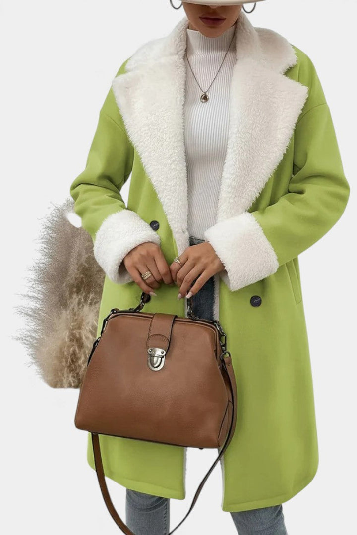 Romina Mid-Length Tailored Coat Featuring Cozy Fleece Lining