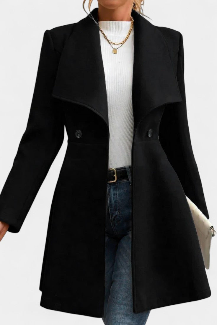 Floriane Double-Breasted Reversible Peplum Coat