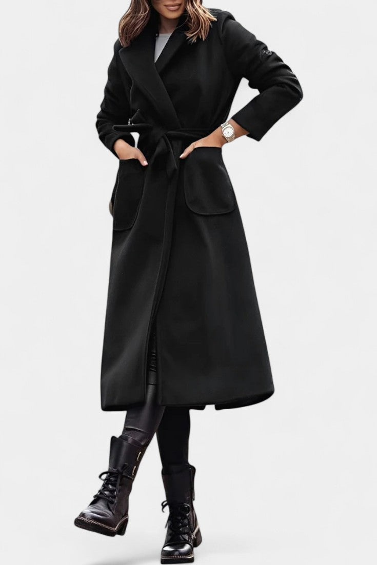 Capucine Belted Coat Featuring Notched Collar and Pockets