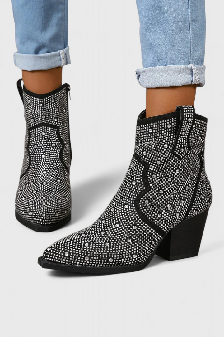 Berenice Zippered Patchwork Boots with Durable Sole