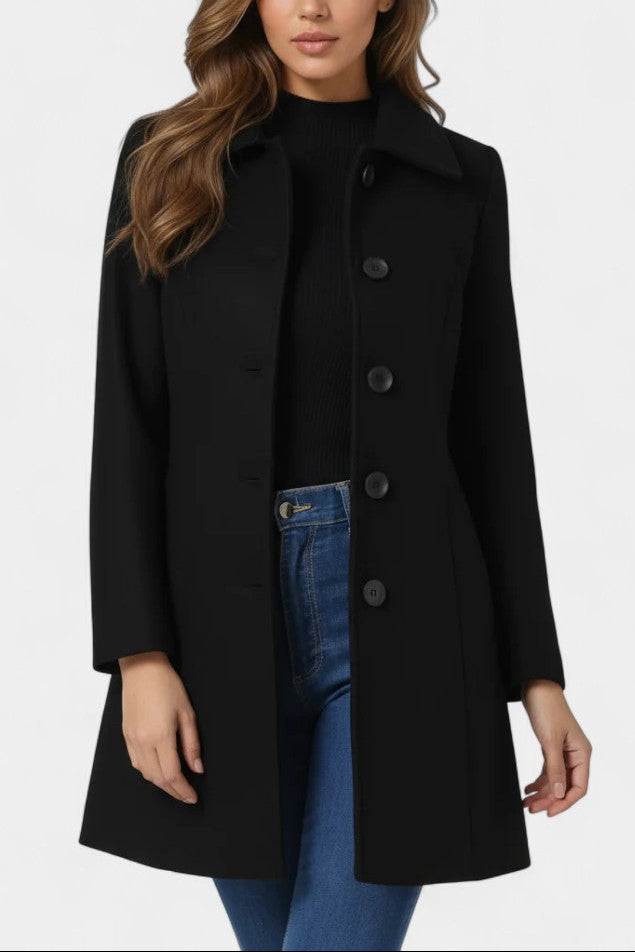 Louane Fitted Waist Winter Coat with Single Button Closure