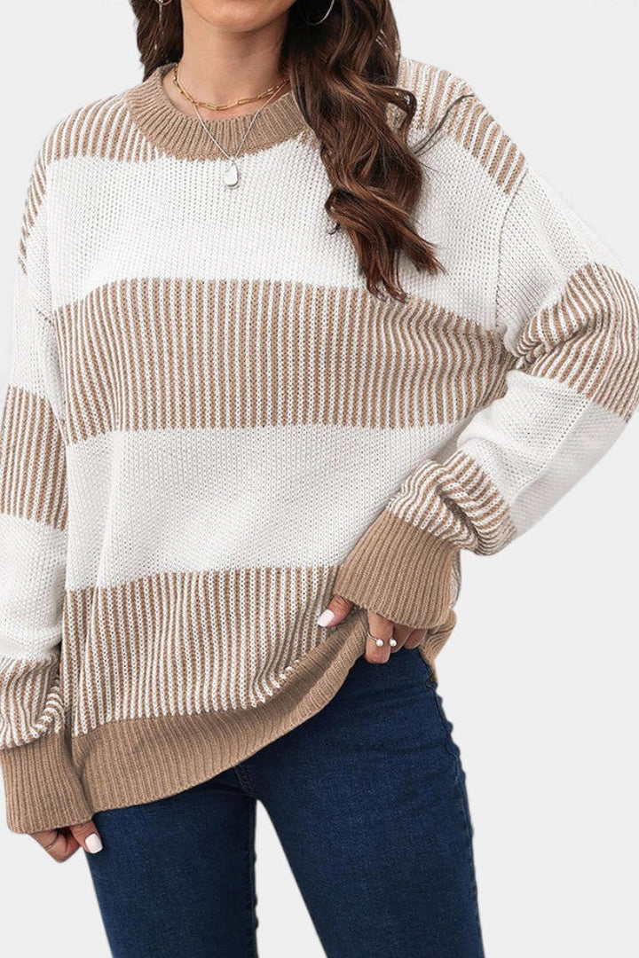 Mirna Extra-Large Striped Knit Sweater