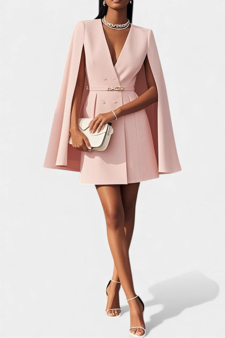 Zarema Sleeveless V-Neck Mini A-Line Dress with Built-In Blazer