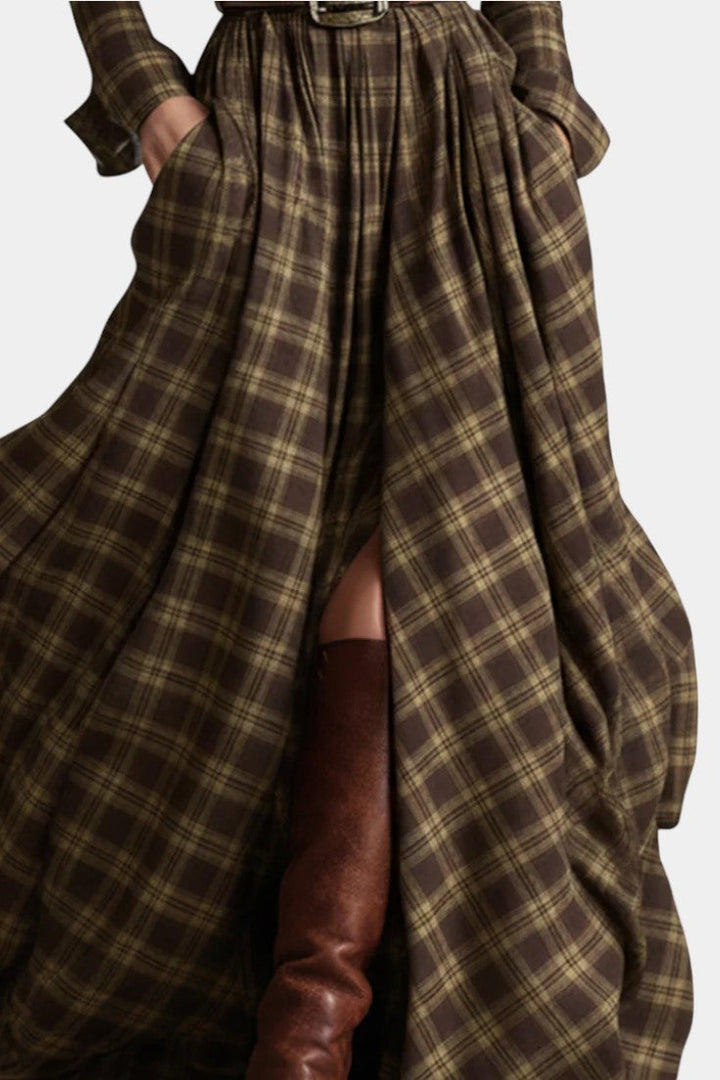 Eustellia Long Plaid Bohemian Dress