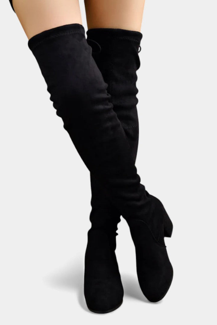Dorine Chunky-Heeled Thigh-High Boots