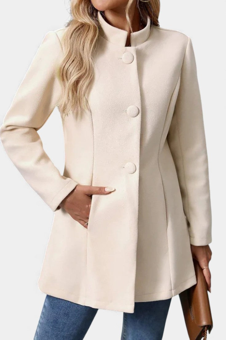 Lyana Long Sleeve Coat with High Collar