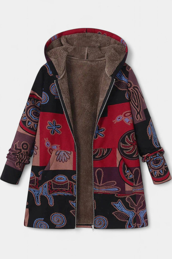 Winter Hooded Coat with April Floral Print