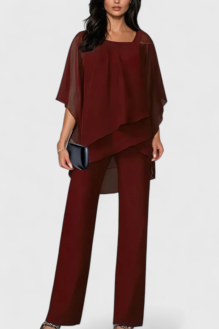 Flowy Off-Shoulder Two-Piece Kitty Set