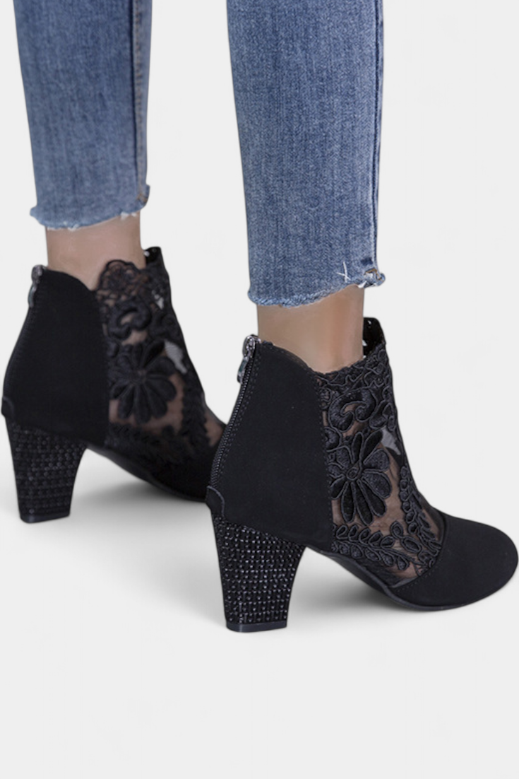 Elegant Floral Lace Heels by Alaine