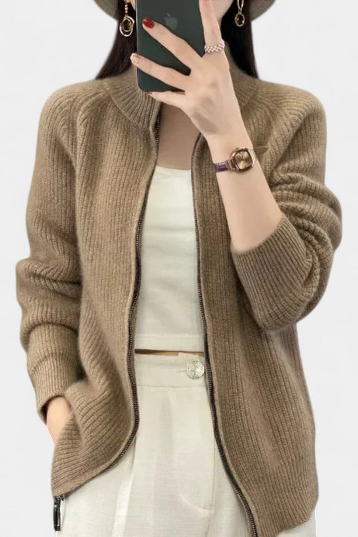 Structured Knit Chelsea Zip-Up Cardigan