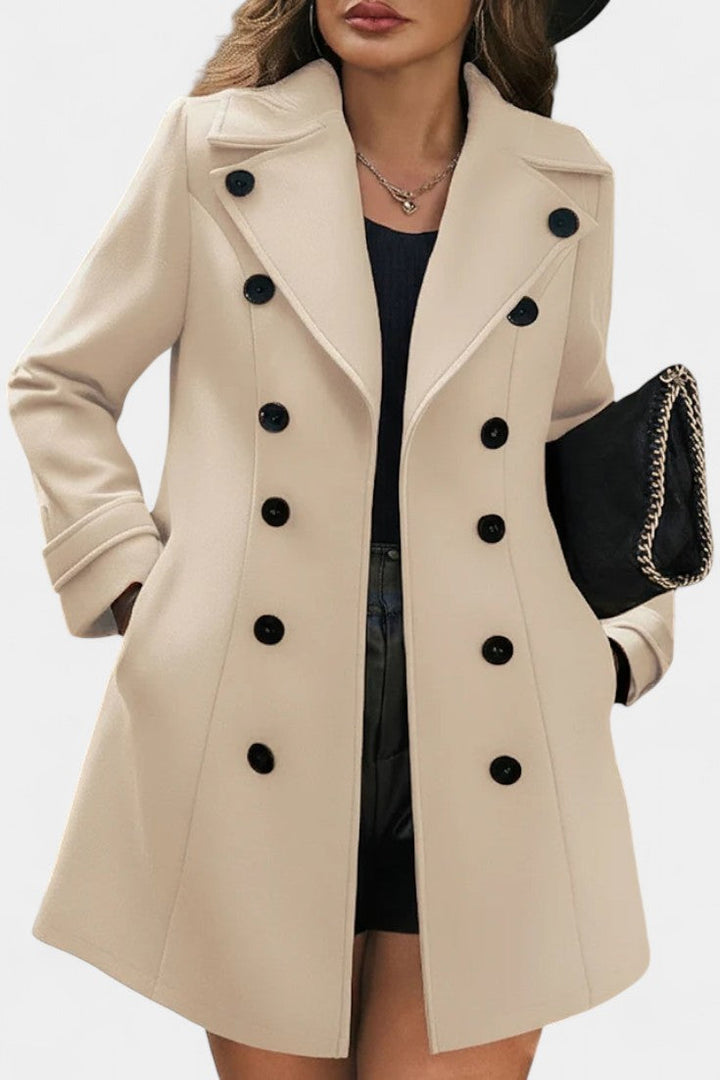 Maïlys Notched Collar Open Coat with Decorative Buttons