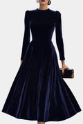Zéliane Opulent Navy Blue Velvet Midi Dress