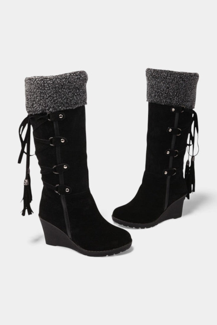 Palmyre Wedge-Heeled Winter Boots with Cozy Fur Lining