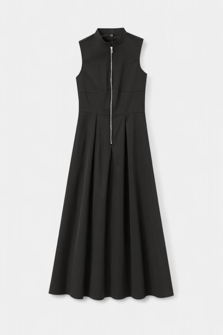 Blanca Pleated Wide Leg Jumpsuit with Round Neck