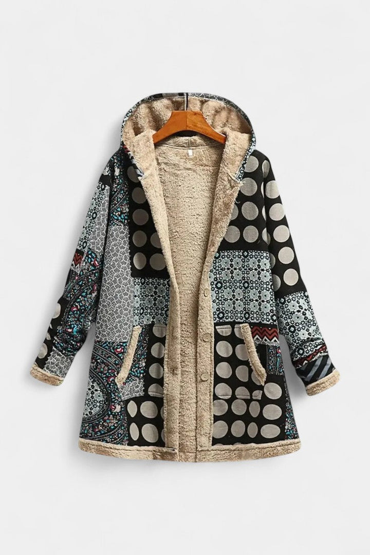 Winter Hooded Coat with April Floral Print