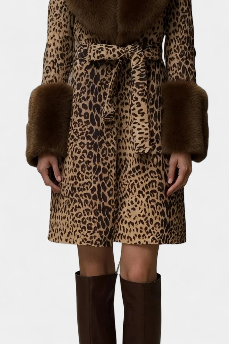 Relaxed Fit Leopard Print Plush Coat by Marguerite