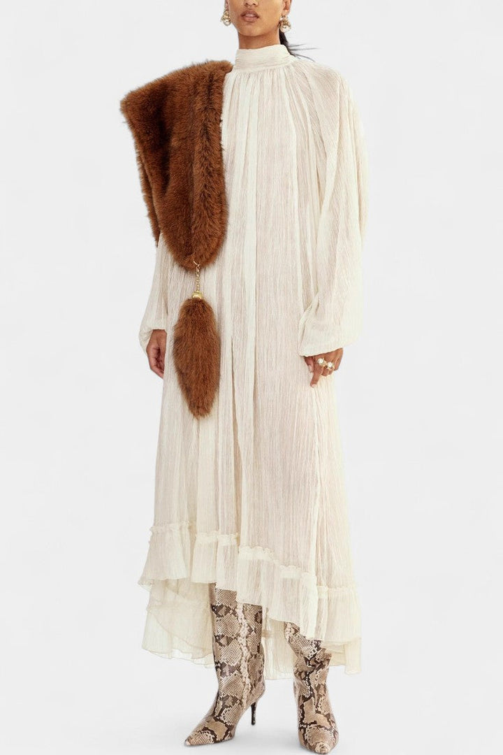 High Neck Textured Maxi Dress by Prunelle