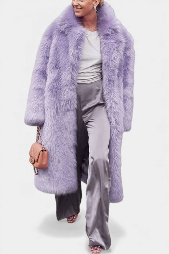 Lavender Synthetic Fur Pierette Long Coat