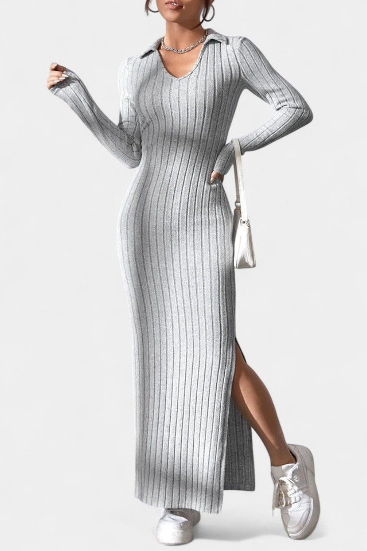 Elidia V-Neck Maxi Dress with a Tailored Fit