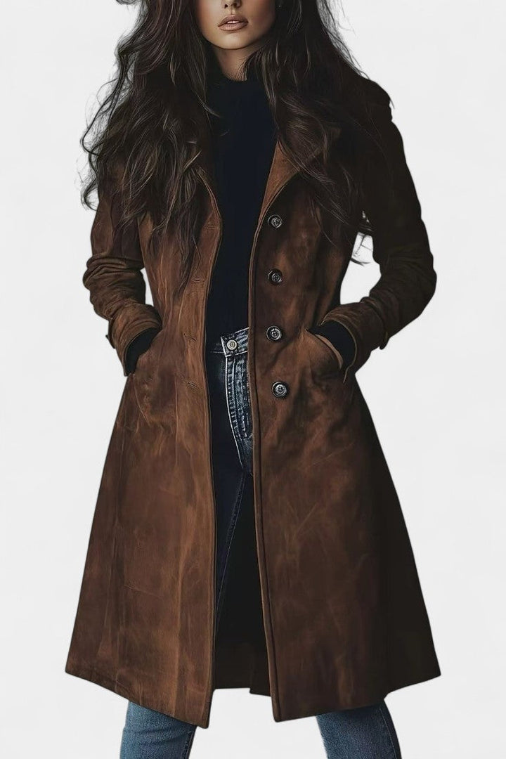 Josiane Classic Suede Trench Coat