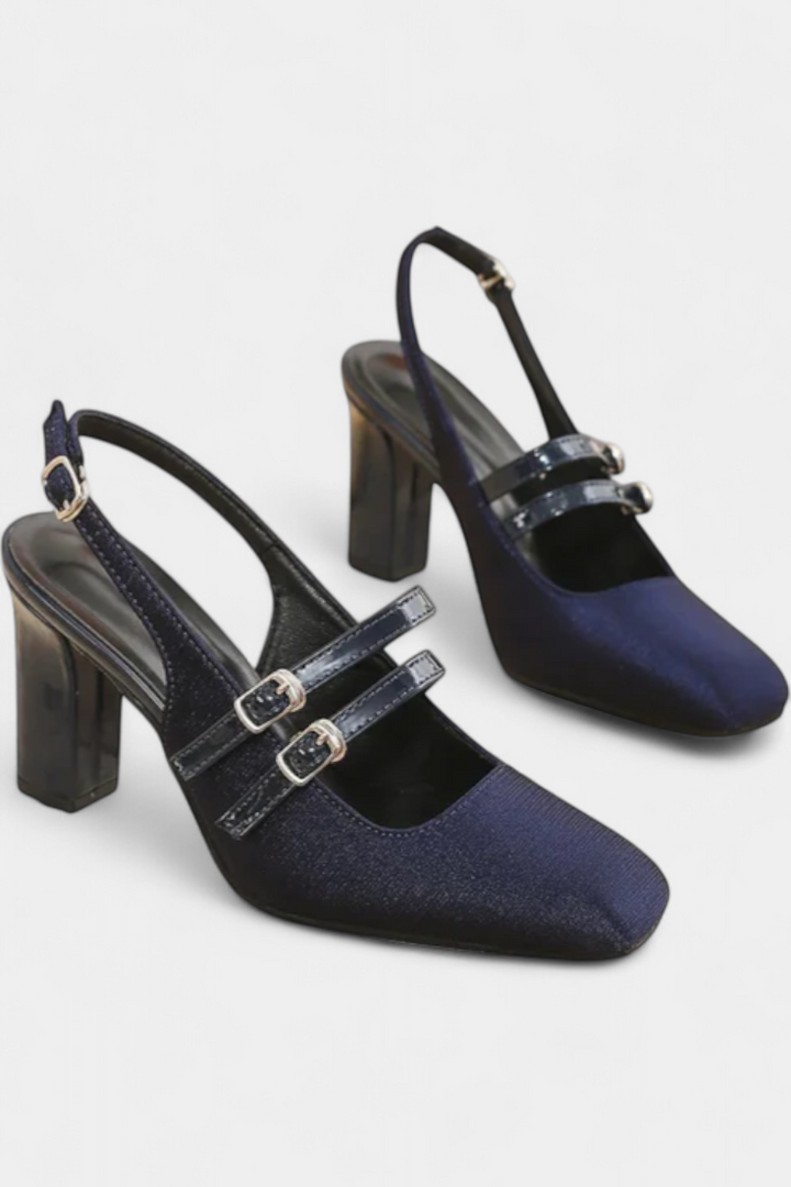 Orlanda Satin Heels with Delicate Straps and Ankle Fastening