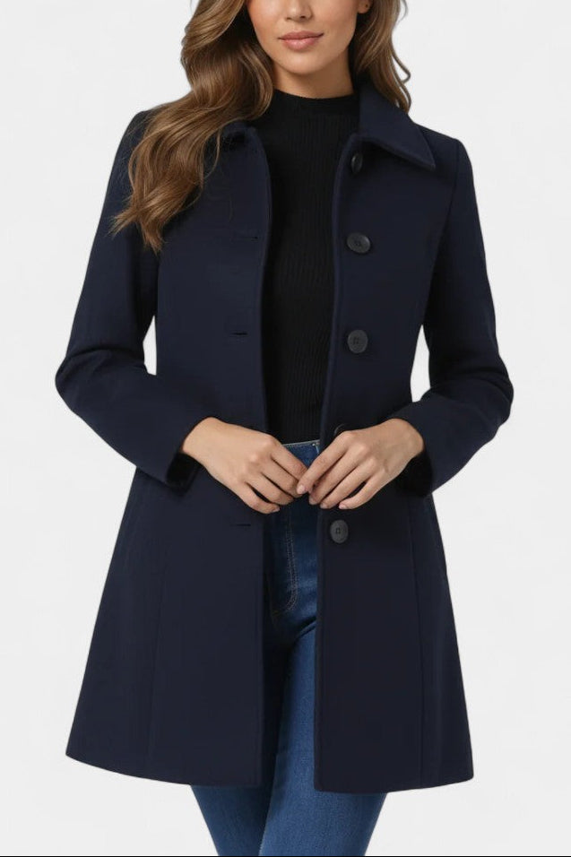 Louane Fitted Waist Winter Coat with Single Button Closure