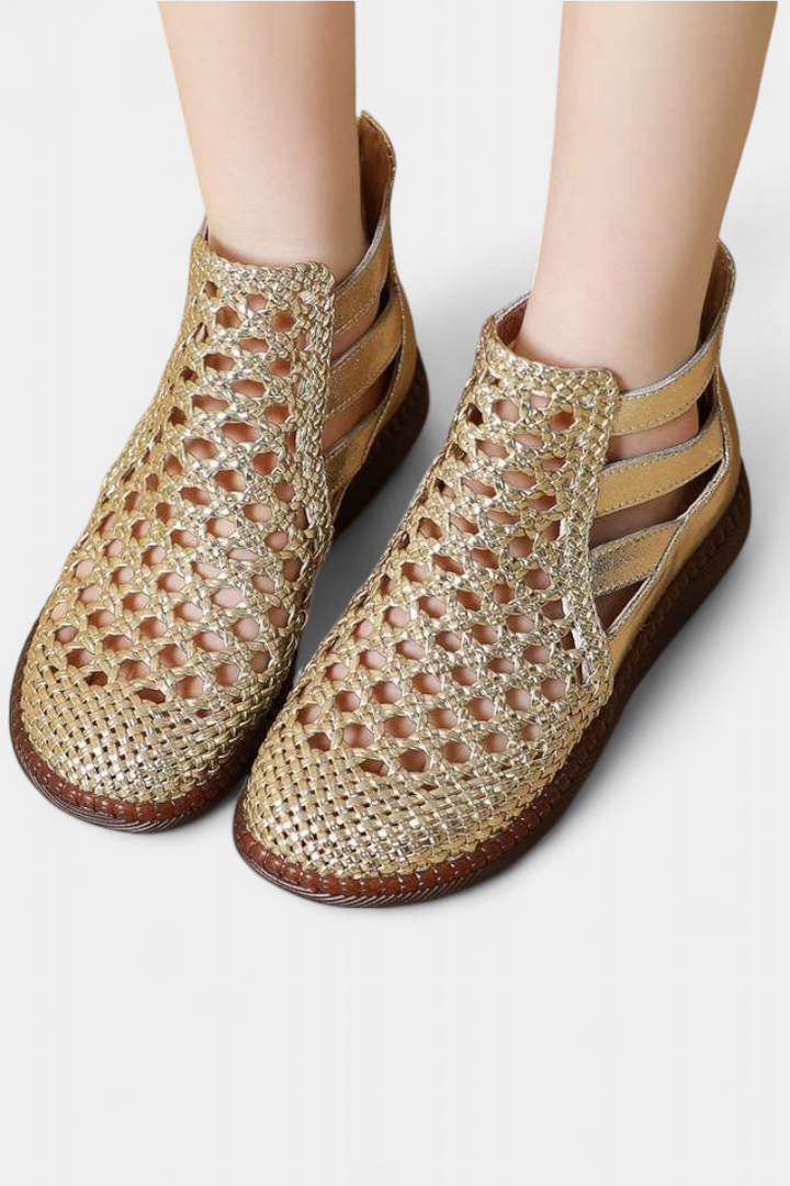 Alica Natural Design Woven Cut-Out Sandals