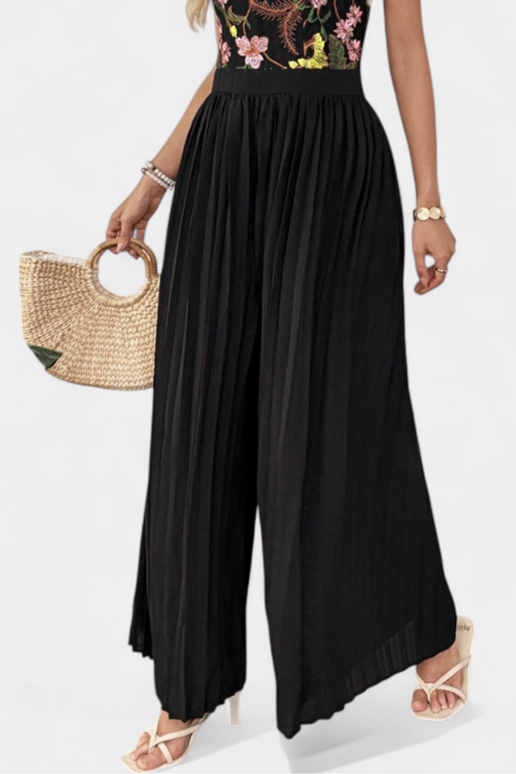 Maruja Floral Lace Halter Jumpsuit with Pleated Palazzo Pants