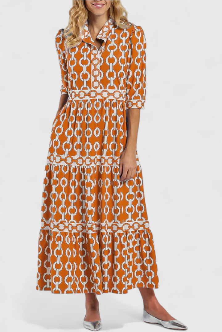 Chain Pattern Casilda Midi Dress