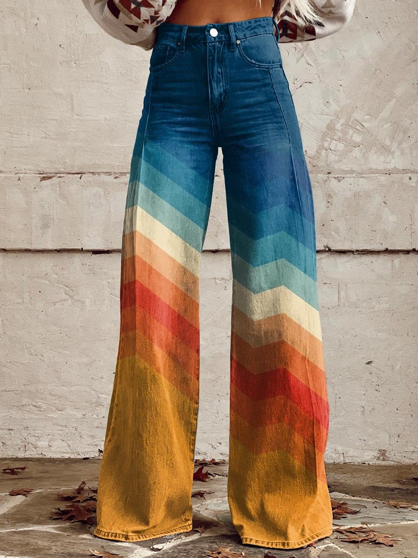 Jodie | Wide Chevron Pants in Sunset