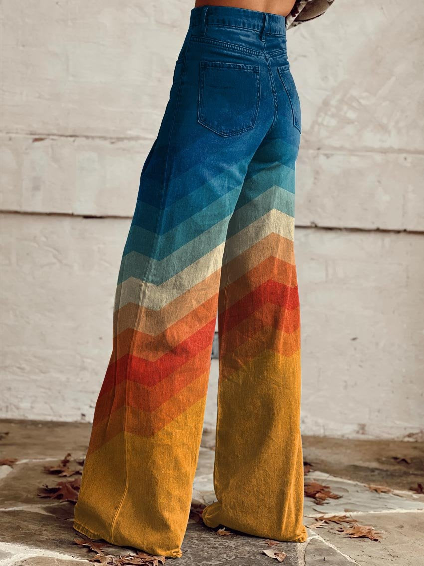 Jodie | Wide Chevron Pants in Sunset