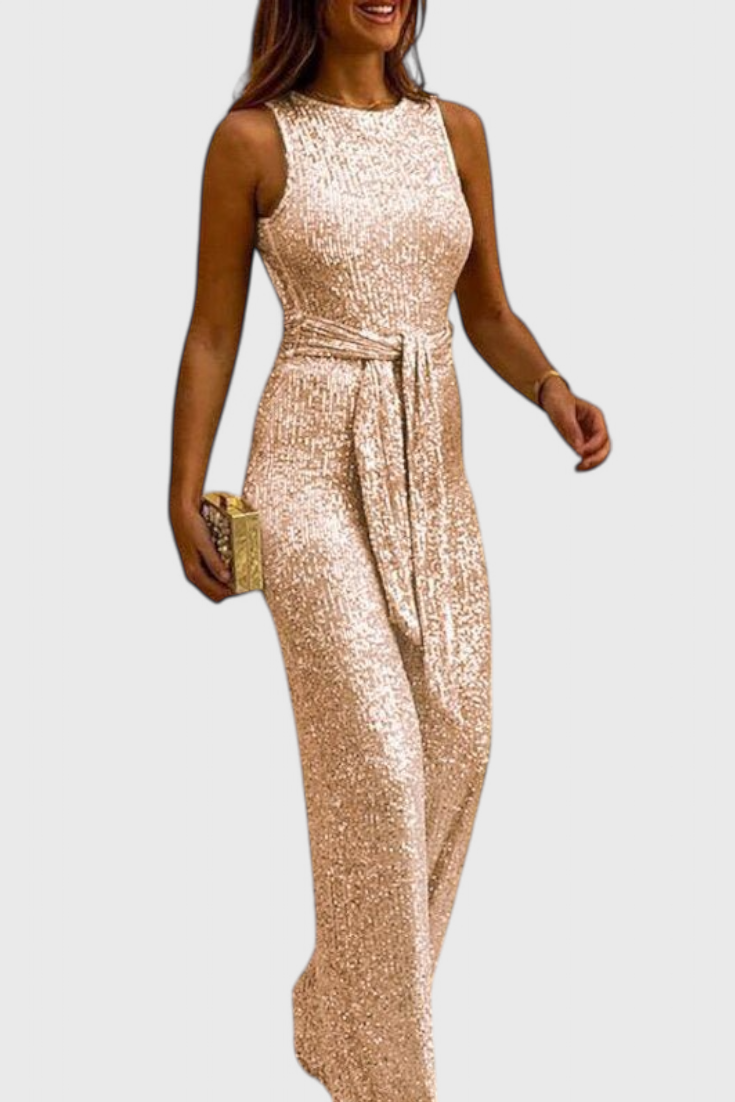 Adele Adjustable Waist Long Sequin Jumpsuit