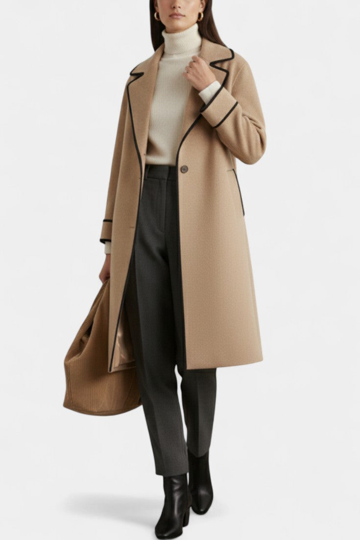 Harper Oversized Wool Blend Coat Featuring a Wide Collar