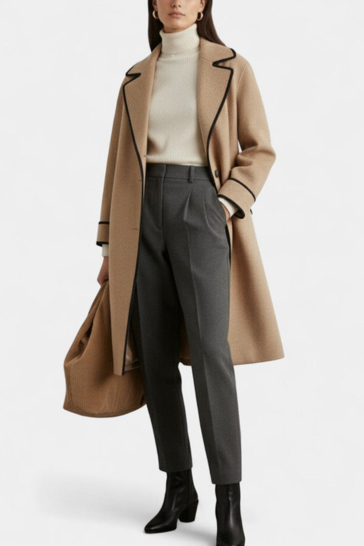 Harper Oversized Wool Blend Coat Featuring a Wide Collar