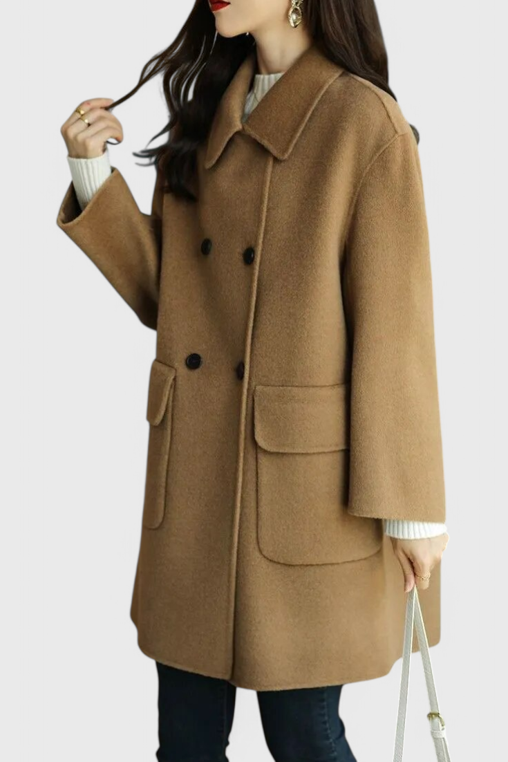 Aveline Timeless Double-Breasted Wool Overcoat