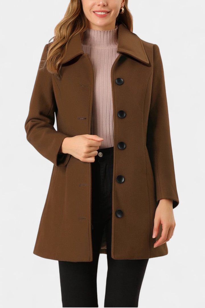 Manea Plush Long Coat with Faux Fur Collar