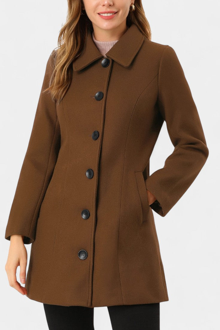 Manea Plush Long Coat with Faux Fur Collar