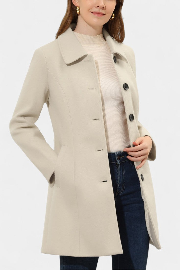 Manea Plush Long Coat with Faux Fur Collar