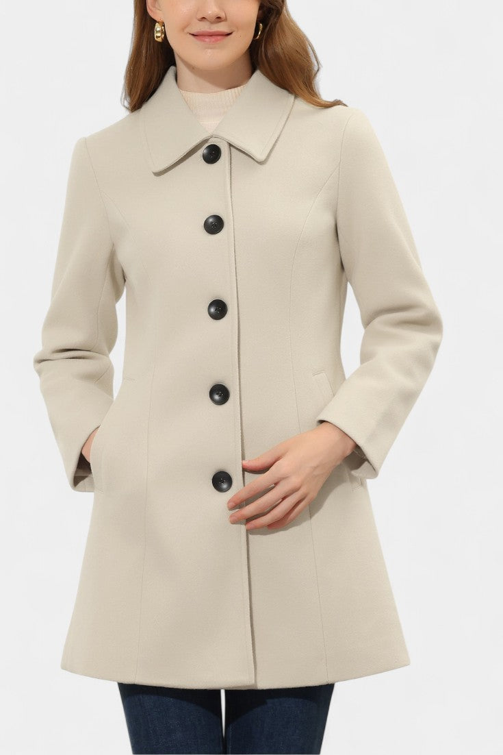 Manea Plush Long Coat with Faux Fur Collar
