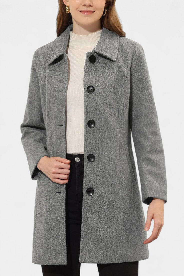 Manea Plush Long Coat with Faux Fur Collar